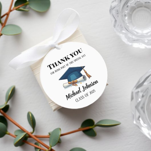 Elegant Black and White Personalized Graduation La ラベル