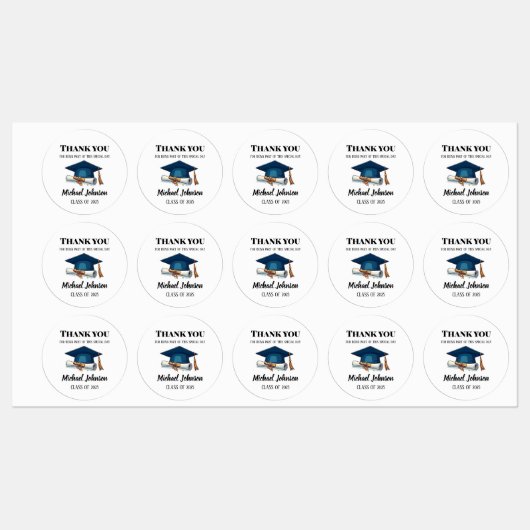 Elegant Black and White Personalized Graduation La ラベル (シート)