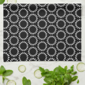 Elegant Black and White Petal Mandala Pattern キッチンタオル (折り畳み)