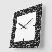 Elegant Black and White Petal Mandala Pattern スクエア壁時計 (傾斜)