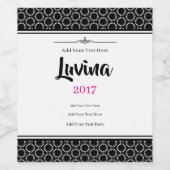 Elegant Black and White Petal Mandala Pattern ワインラベル (シングルラベル)