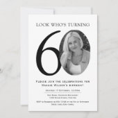 Elegant Black and White Photo Birthday 招待状 (正面)