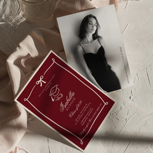 Elegant Black and white photo Graduation 招待状