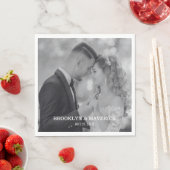 Elegant Black And White Photo Wedding スタンダードランチョンナプキン (インサイチュ)