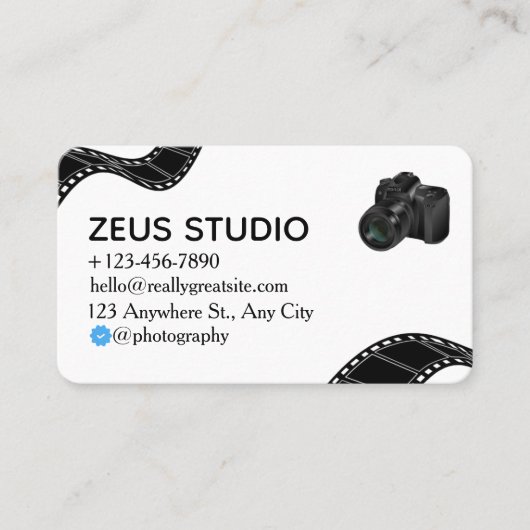 Elegant Black and White Photography Visiting Card 名刺 (正面)