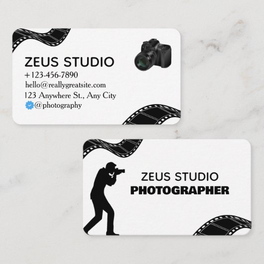 Elegant Black and White Photography Visiting Card 名刺 (正面/裏面)