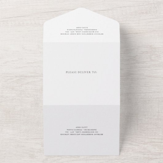 Elegant Black and White QR Code Classic Wedding オールインワン招待状 (外側)