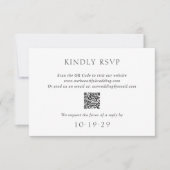 Elegant Black and White QR Code Modern Wedding 出欠カード (正面)