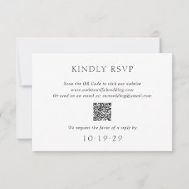 Elegant Black and White QR Code Modern Wedding 出欠カード