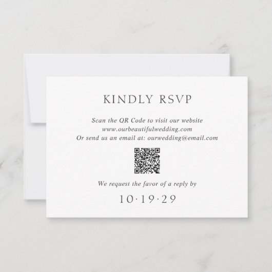 Elegant Black and White QR Code Modern Wedding 出欠カード (正面)