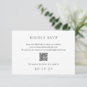 Elegant Black and White QR Code Modern Wedding 出欠カード (スタンド正面)