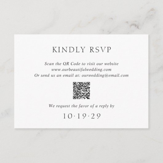 Elegant Black and White QR Code Modern Wedding 出欠カード (正面)