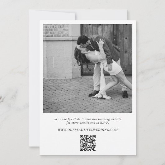Elegant Black and White QR Code Modern Wedding 招待状 (裏面)