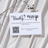 Elegant Black and White Qr Code Wedding Replay 出欠カード