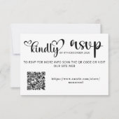 Elegant Black and White Qr Code Wedding Replay 出欠カード (正面)