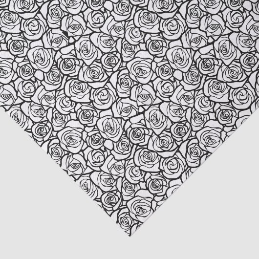 Elegant Black and White Roses Chic Floral Pattern  薄葉紙 (詳細)