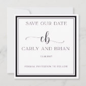 Elegant Black and White Save the Date  招待状 (正面)