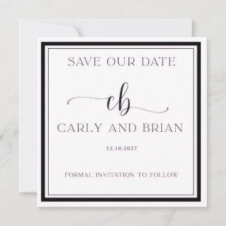 Elegant Black and White Save the Date  招待状