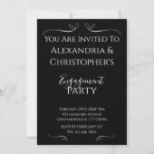 Elegant Black and White Script Engagement Party 招待状 (正面)