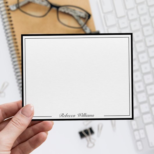 Elegant Black and White Script Monogram ノートカード