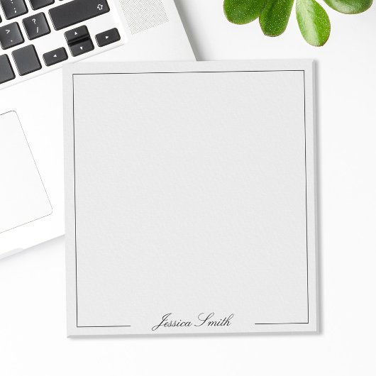 Elegant Black and White Script Monogram Border ノートパッド