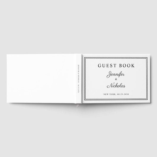 Elegant Black And White Script Wedding ゲストブック (全面)