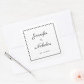 Elegant  Black And White Script Wedding スクエアシール (封筒)