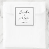 Elegant  Black And White Script Wedding スクエアシール (バッグ)