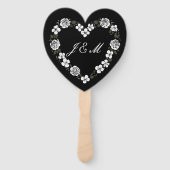 Elegant Black and White Script Wedding Fan ハンドファン (裏面)