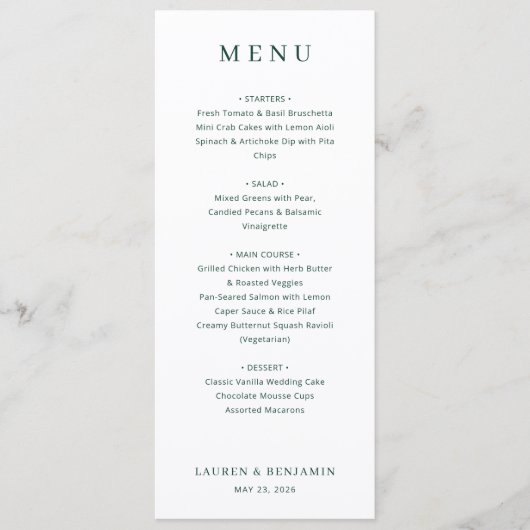 Elegant Black and White Serif Wedding Menu メニュー (正面)