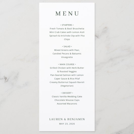 Elegant Black and White Serif Wedding Menu メニュー (正面)