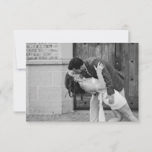 Elegant Black and White Simple Modern Wedding 出欠カード (裏面)