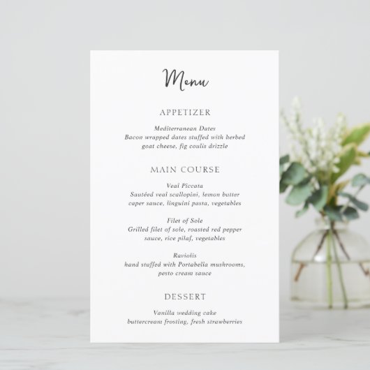 Elegant Black and White Simple Modern Wedding Menu (スタンド正面)