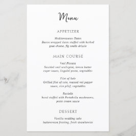 Elegant Black and White Simple Modern Wedding Menu