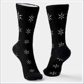 Elegant Black and White Snowflake Pattern ソックス