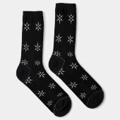 Elegant Black and White Snowflake Pattern ソックス (右)