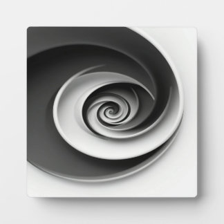 Elegant Black and White Spiral Abstract Design,  フォトプラーク