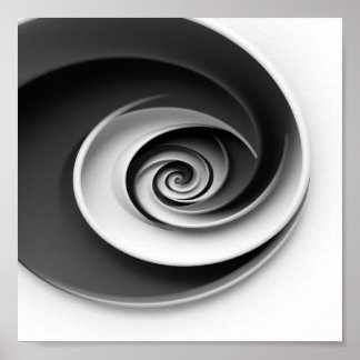 Elegant Black and White Spiral Abstract Design,  ポスター