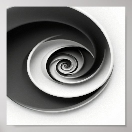 Elegant Black and White Spiral Abstract Design,  ポスター (正面)