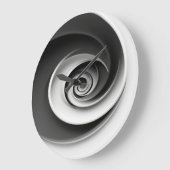 Elegant Black and White Spiral Abstract Design,  ラージ壁時計 (傾斜)