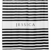 Elegant Black And White Stripes Pattern Name  シャワーカーテン (正面)