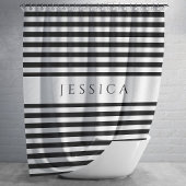 Elegant Black And White Stripes Pattern Name  シャワーカーテン