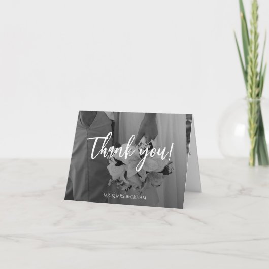 Elegant Black And White Thank You Card サンキューカード (正面)