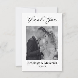 Elegant Black And White Thank You Wedding Card サンキューカード