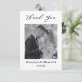 Elegant Black And White Thank You Wedding Card サンキューカード (スタンド正面)