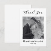 Elegant Black And White Thank You Wedding Card サンキューカード (正面/裏面)