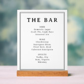 Elegant Black and White Typographic Bar Menu アクリルサイン (ニュートラル)