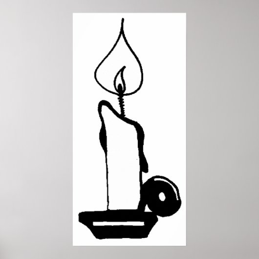 Elegant Black And White Vintage Burning Candle ポスター (正面)