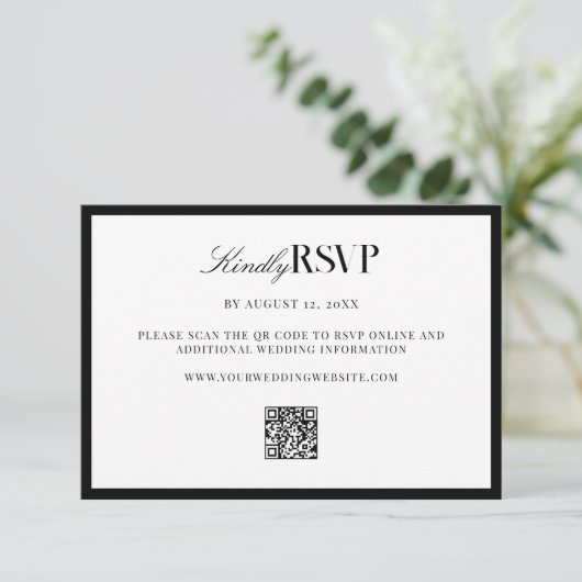 Elegant Black and White Wedding 出欠カード (スタンド正面)