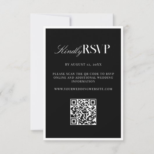 Elegant Black and White Wedding 出欠カード (正面)